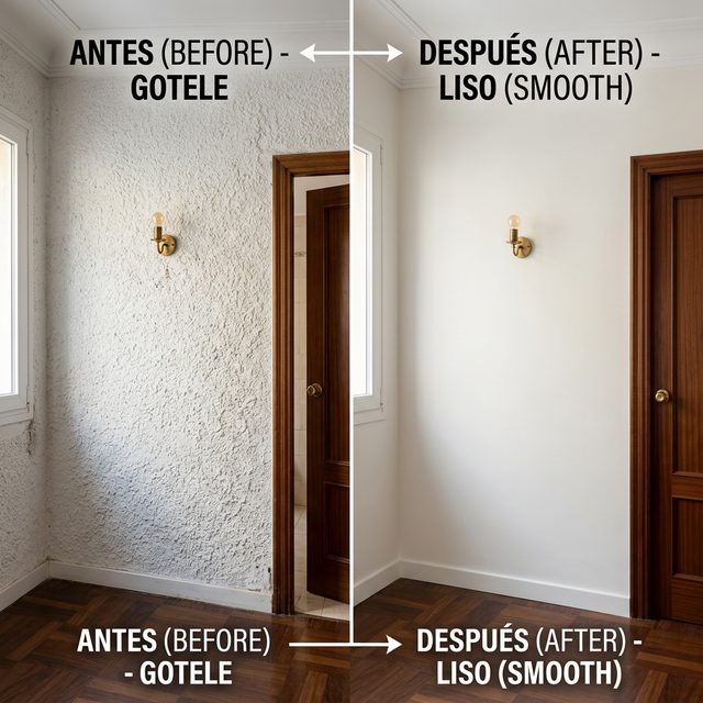 Antes y después de quitar el gotelé