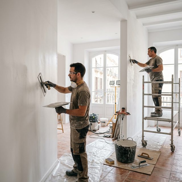 Alisado de paredes profesional en apartamento español